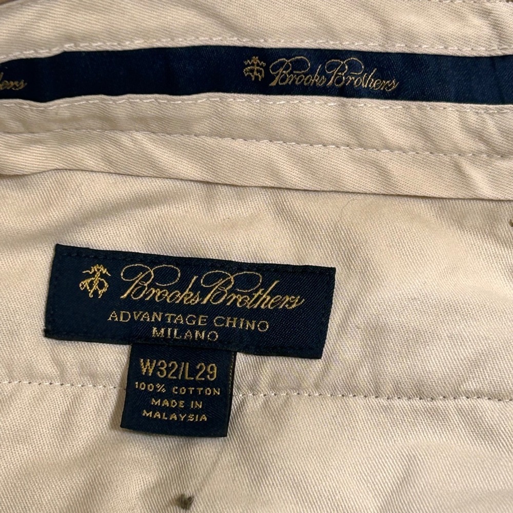 Brooks Brothers Milano Advantage Chino Mens 32x29 Khaki Tan Slim Fit Pants - Picture 6 of 9